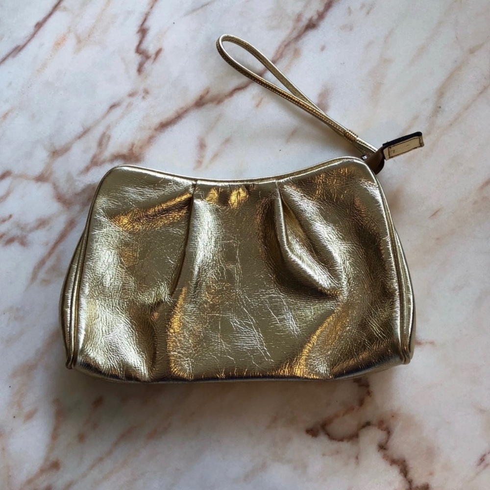 Oversized Gold Metallic Wristlet. 10X6.5”